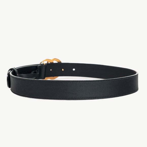 Gucci GG Marmont Black Leather Thin Belt - Picture 2 of 4